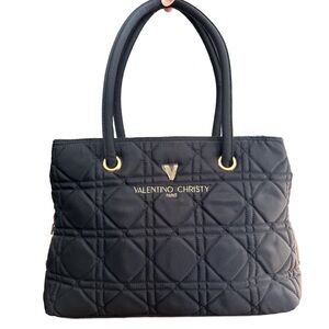 Valentino Christy Black Quilted 3 pocket Tote Bag - Like New